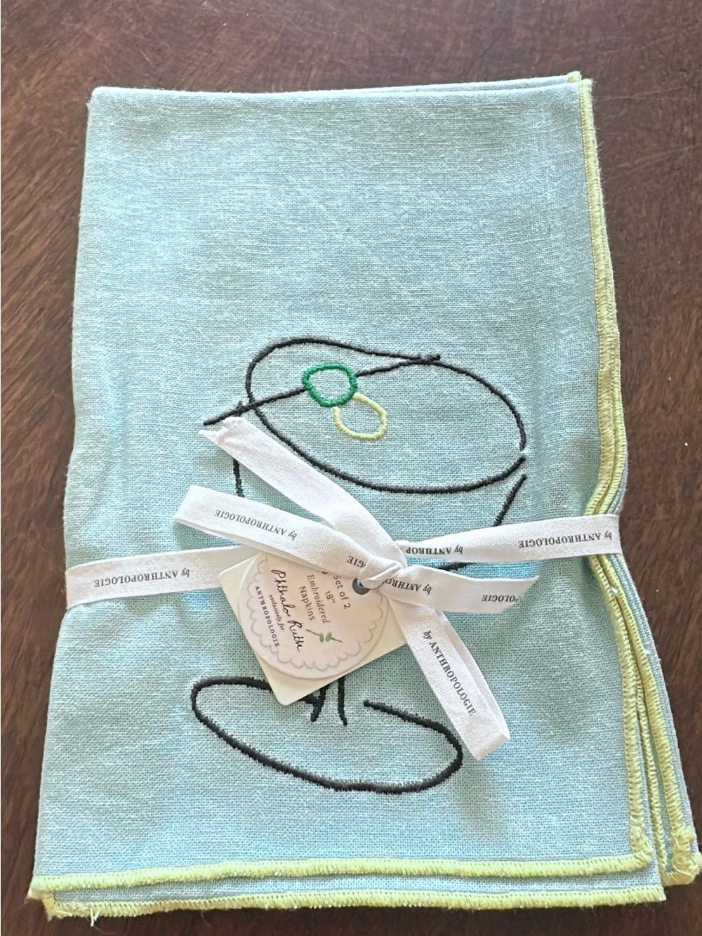 NWT Anthropologie Phthalo Ruth Cotton Napkins, Set of 2 in Sky